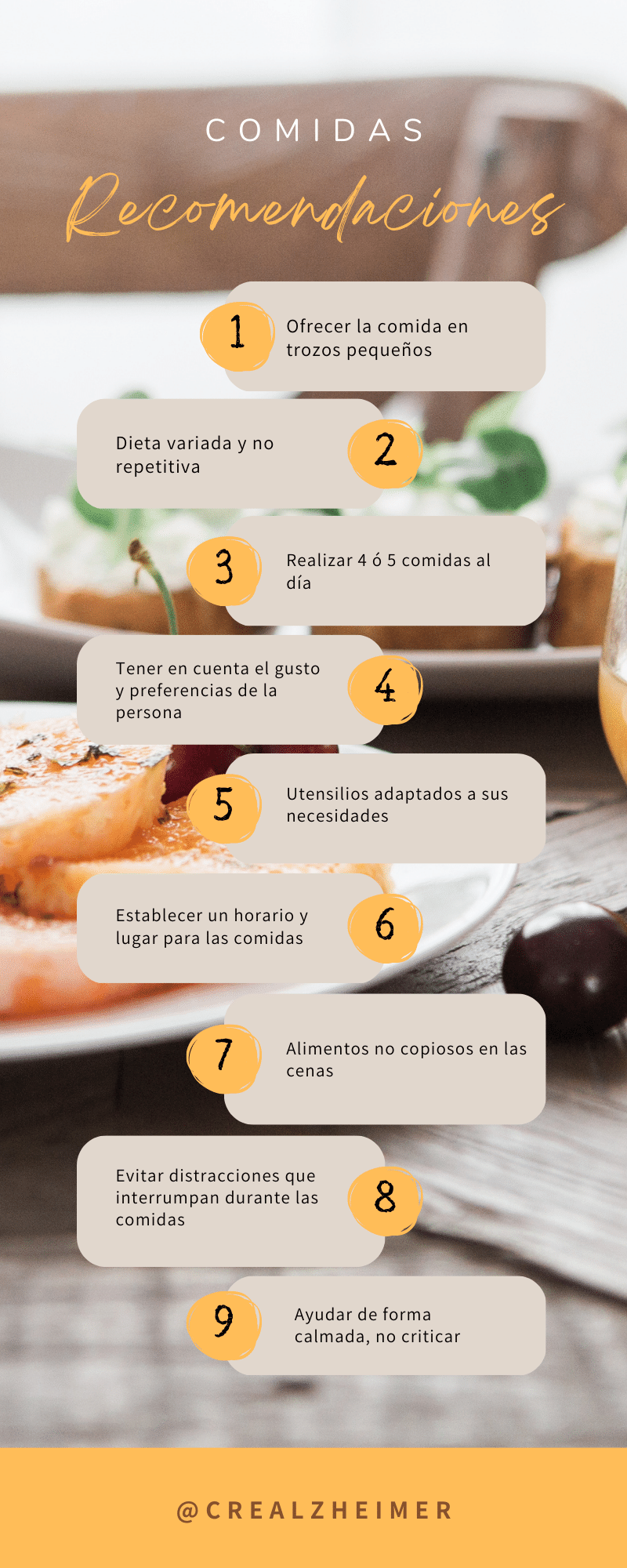 Infografía recomendaciones comidas